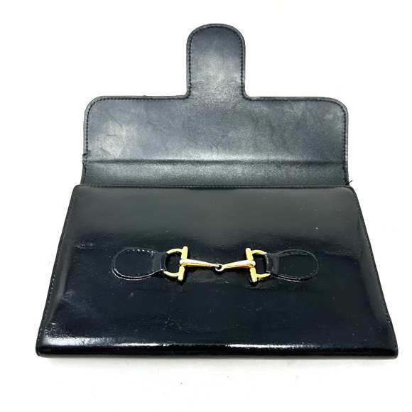 GUCCI horsebit black leather trifold vintage wallet, made in Italy - Picture 5 of 15